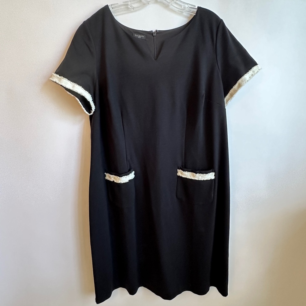 Talbots Black Dress with White Trim